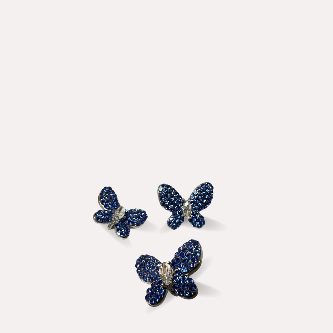 Shoe Trims - Butterfly (Blue, Lime and Dark Green)