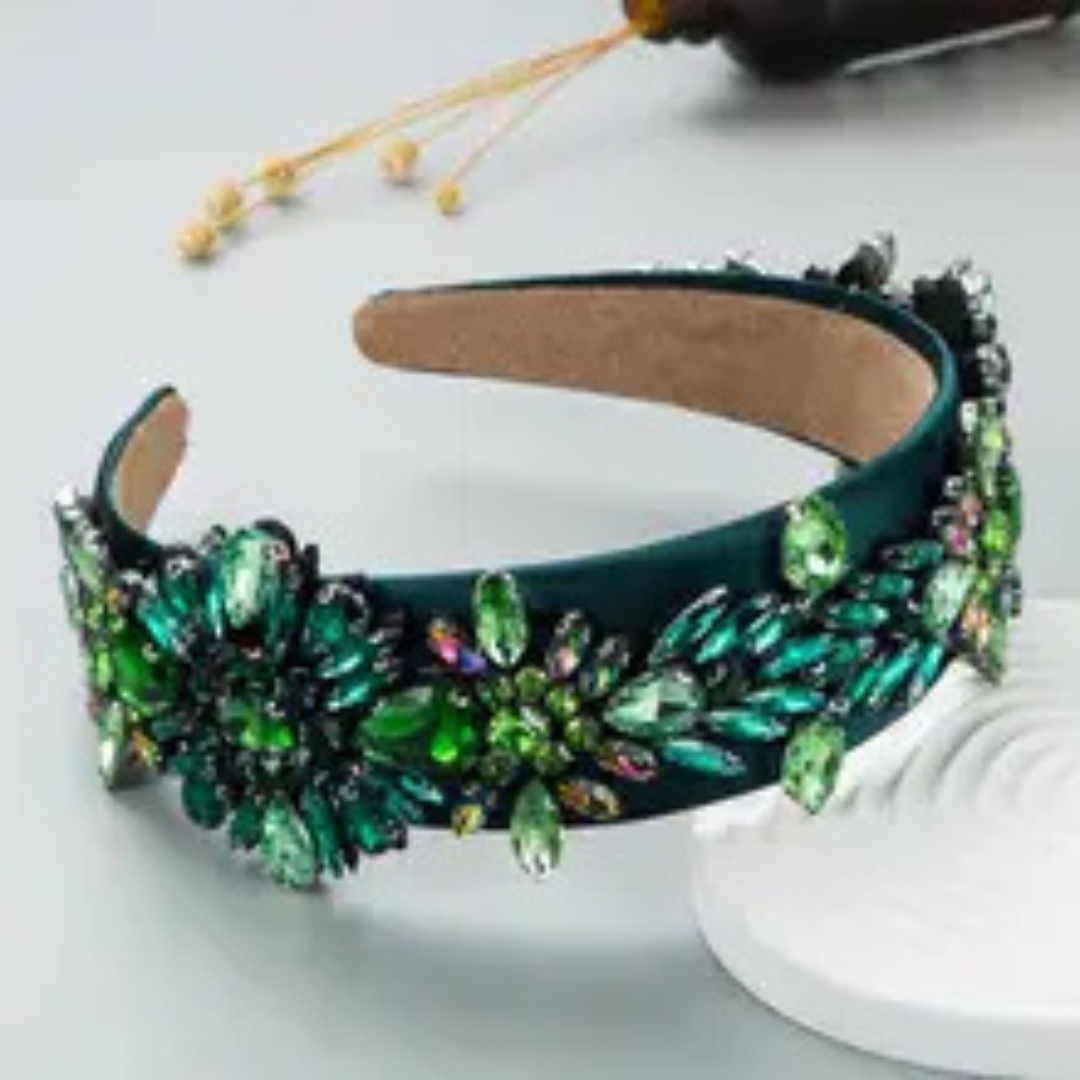 Ms T - Baroque Green Rhinestone Headband