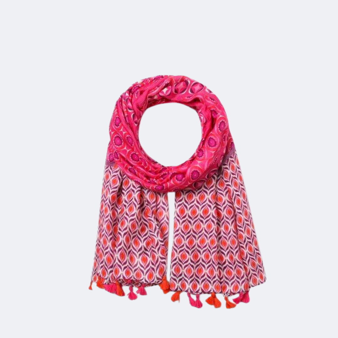 Retro-Inspired Floral Blue Scarf